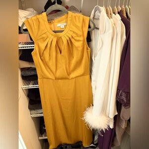 Elegant marigold yellow/mustard color midi dress